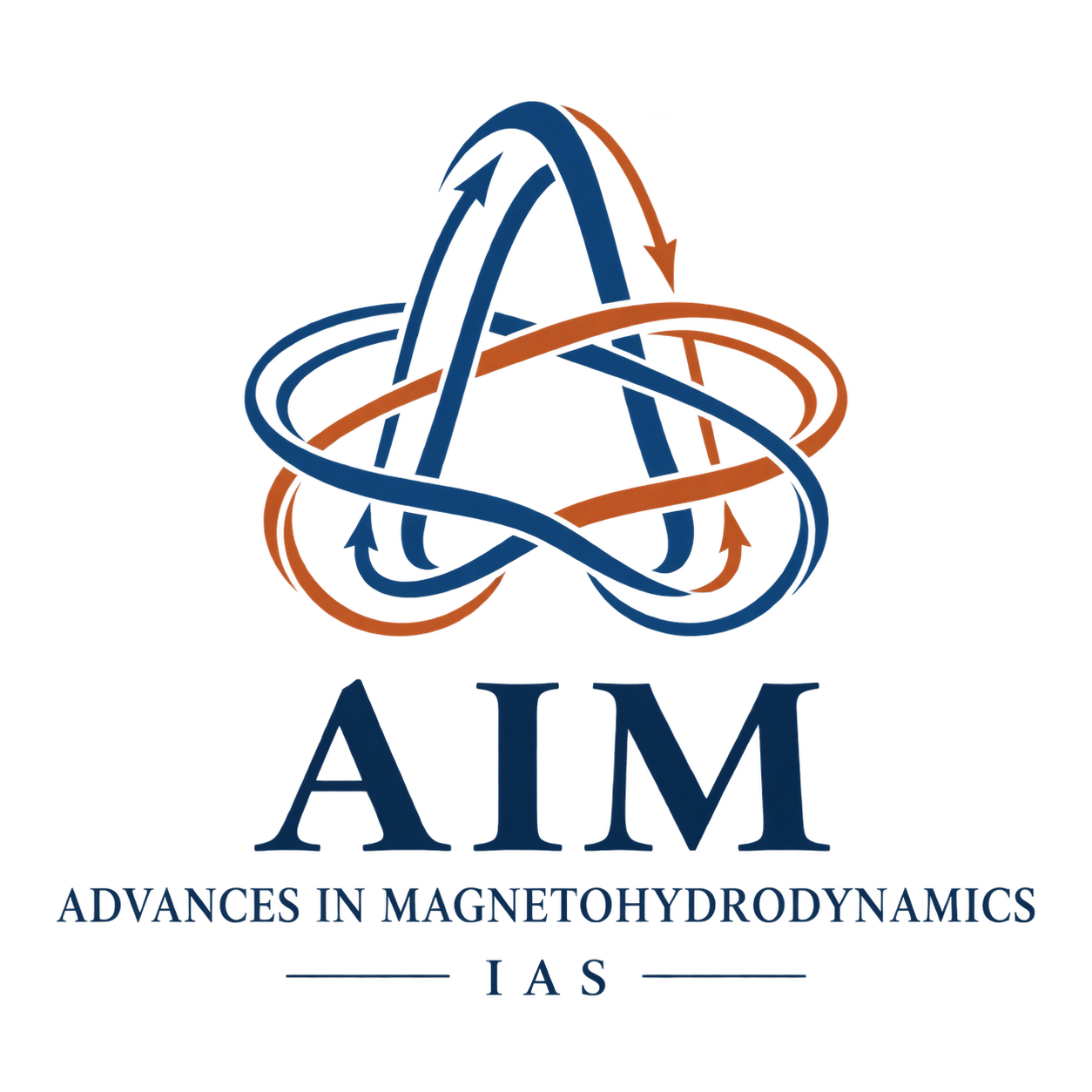 Current AIM logo: blue and orange magnetic loops above Advances in Magnetohydrodynamics and IAS